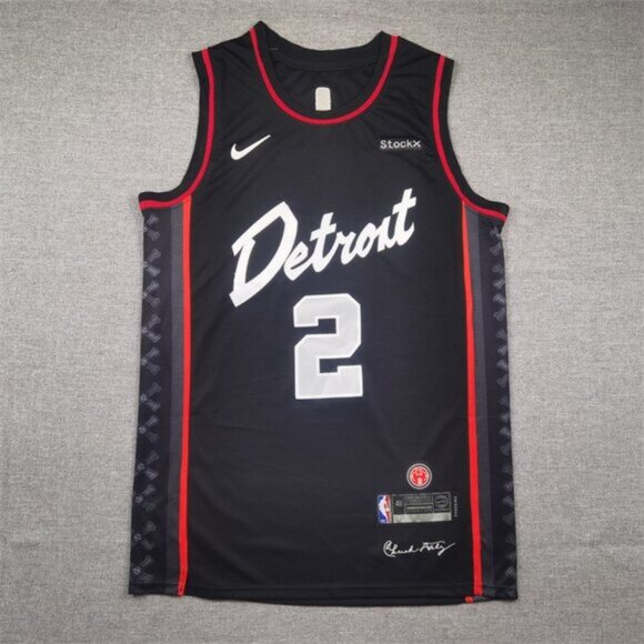 Mens Cade Cunningham Black Stitched Jersey - Picture 1 of 4